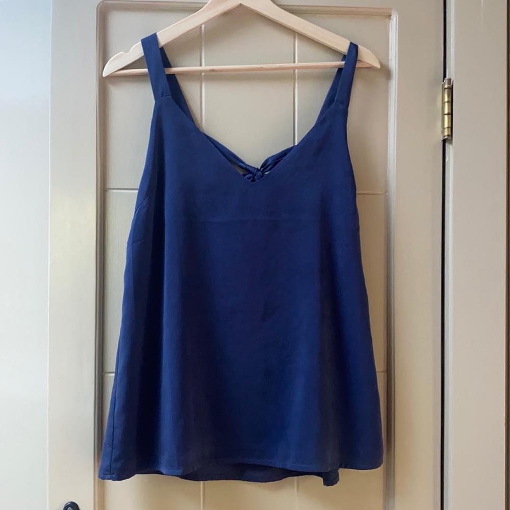 Olivia Grey Satin Blue Tank Top